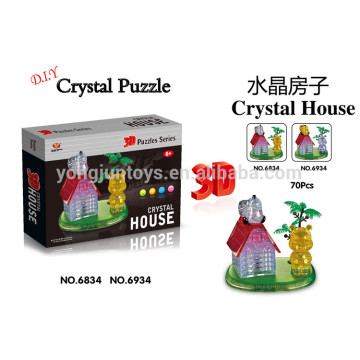 Prety casa del rompecabezas del cristal 3D del regalo DIY 70PCS con la luz